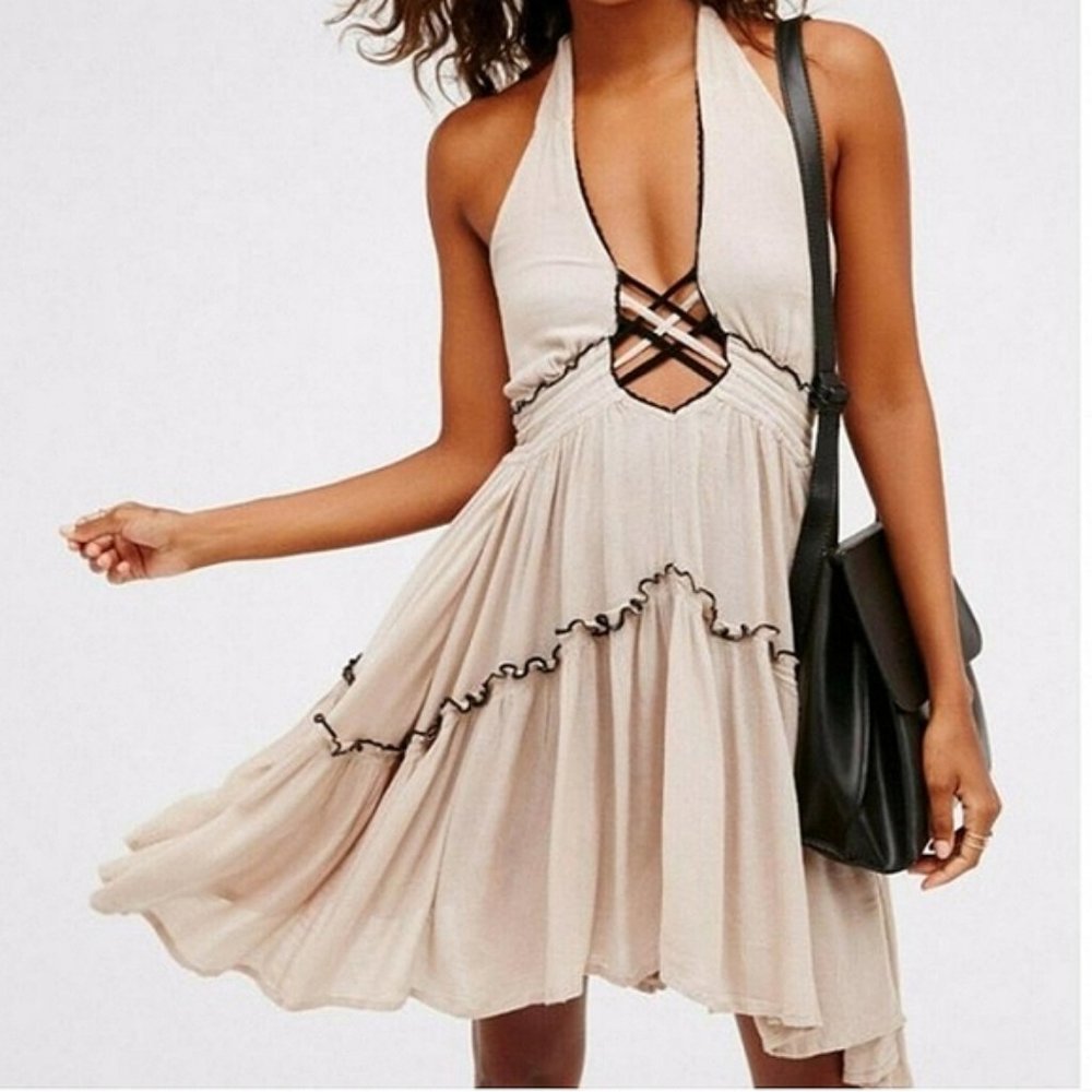 Free People Endless Summer Babe Halter Boho Dress